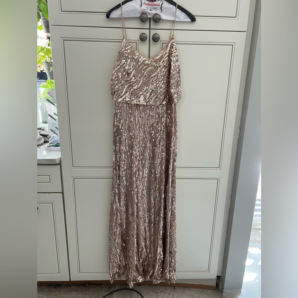 Donna Morgan Sequin Dress champagne color
